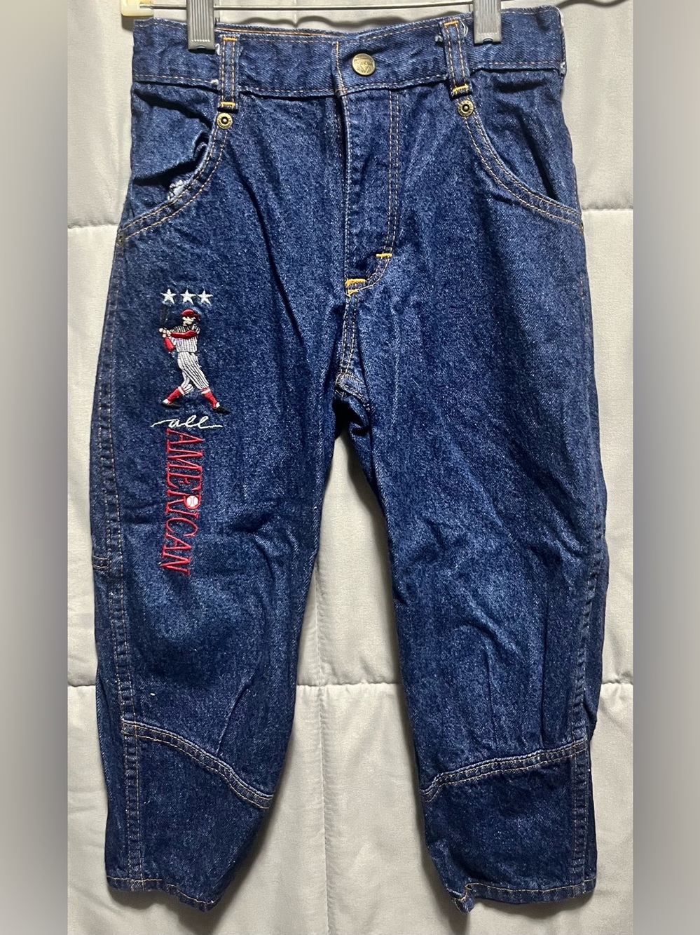 Vintage OshKosh Baseball Jeans 4R Kids 90s Embroidered All American USA